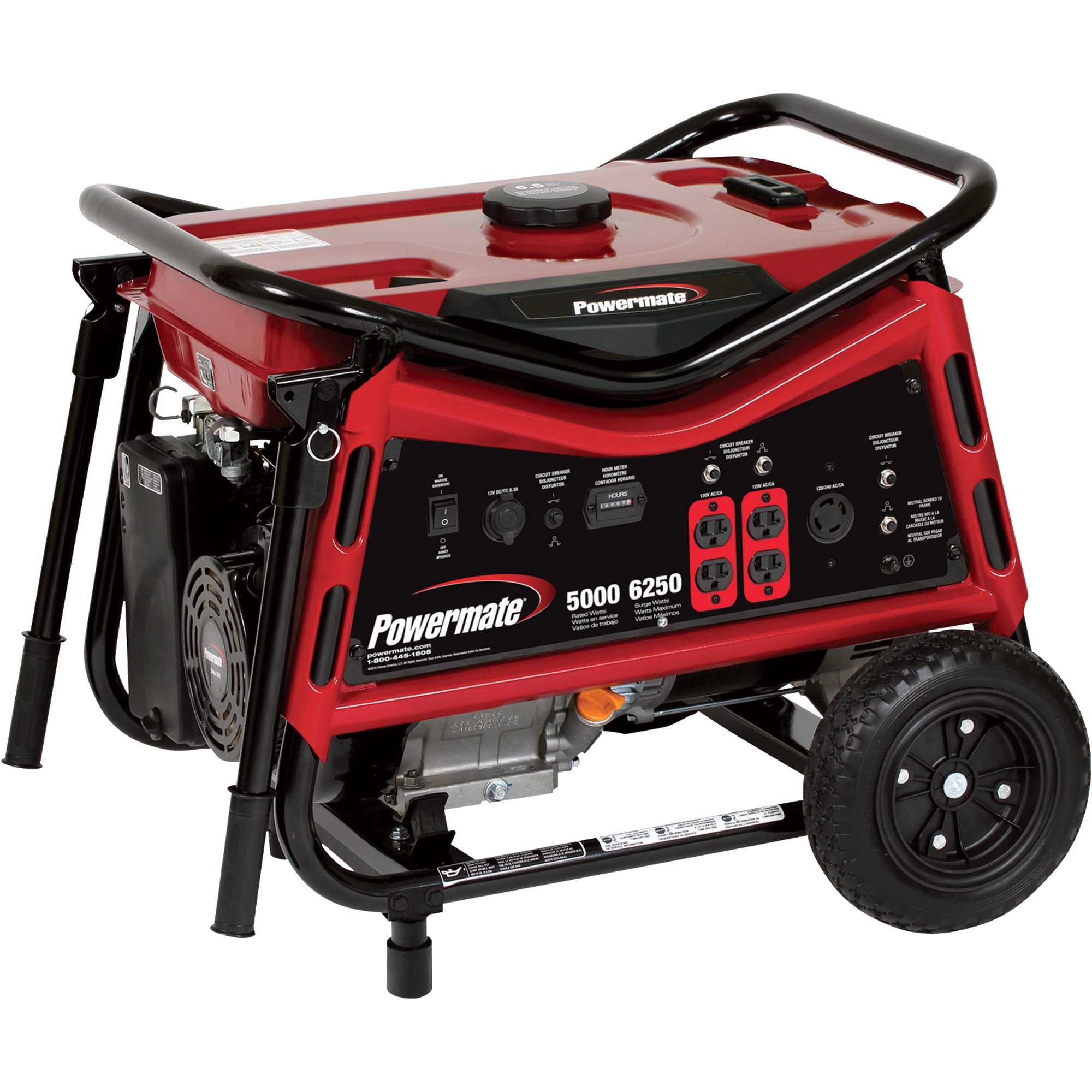 Powermate Portable Generator — 6250 Surge Watts, 5000 Rated Watts, CARB-Compliant, Model# PMC105007